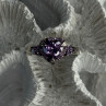 925 Sterling Silver Amethyst & Diamond Heart Ring Size 8.5