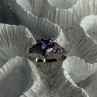 925 Sterling Silver Amethyst & Diamond Heart Ring Size 8.5