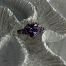 925 Sterling Silver Amethyst & Diamond Heart Ring Size 8.5