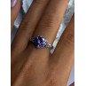 925 Sterling Silver Amethyst & Diamond Heart Ring Size 8.5