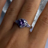 925 Sterling Silver Amethyst & Diamond Heart Ring Size 8.5