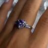 925 Sterling Silver Amethyst & Diamond Heart Ring Size 8.5