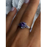 925 Sterling Silver Amethyst & Diamond Heart Ring Size 8.5