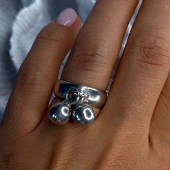 Vintage Bells 925 Sterling Silver Ring Size 7