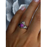 925 Sterling Silver Pink Star Sapphire Heart Ring Size 6