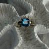 925 Sterling Silver Blue Topaz Ring Size 8