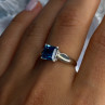 925 Sterling Silver Blue Topaz Ring Size 8