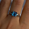 925 Sterling Silver Blue Topaz Ring Size 8