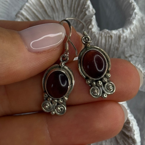 Vintage 925 Sterling Silver Tigers Eye Earrings Length 1.30 Inch