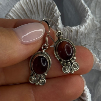 Vintage 925 Sterling Silver Tigers Eye Earrings Length 1.30 Inch