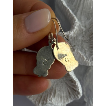 Vintage 925 Sterling Silver Tigers Eye Earrings Length 1.30 Inch