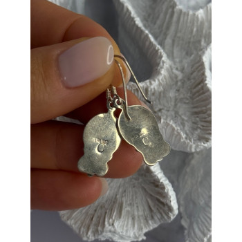 Vintage 925 Sterling Silver Tigers Eye Earrings Length 1.30 Inch