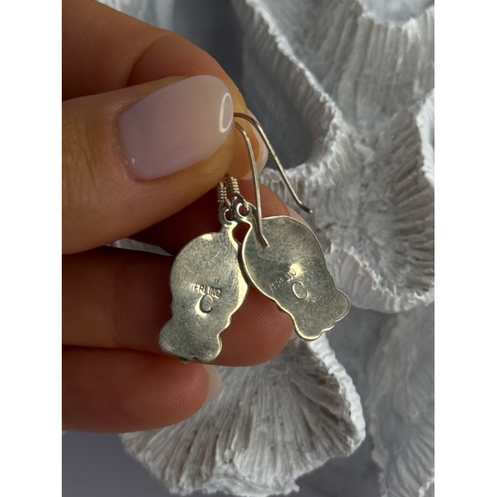 Vintage 925 Sterling Silver Tigers Eye Earrings Length 1.30 Inch