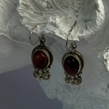 Vintage 925 Sterling Silver Tigers Eye Earrings Length 1.30 Inch