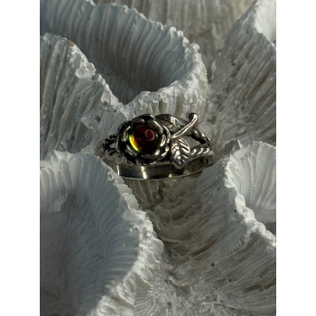 925 Sterling Silver Watermelon Tourmaline Flower Ring Size 6