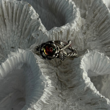 925 Sterling Silver Watermelon Tourmaline Flower Ring Size 6
