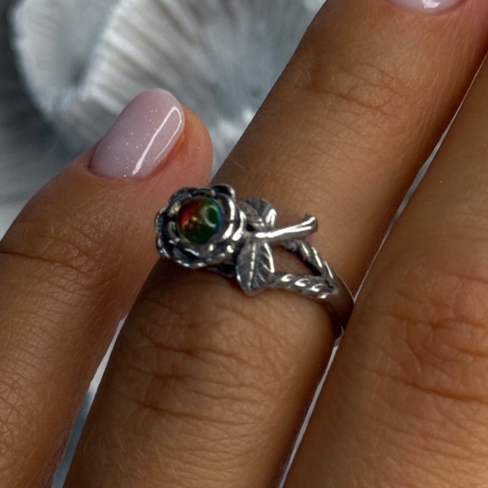925 Sterling Silver Watermelon Tourmaline Flower Ring Size 6