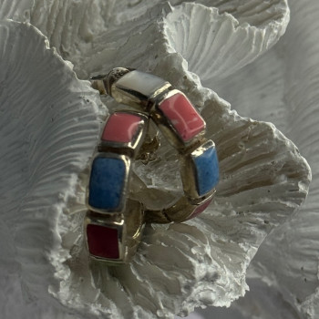 925 Sterling Silver Multi Color Gemstones Earrings Length 0.80 Inch