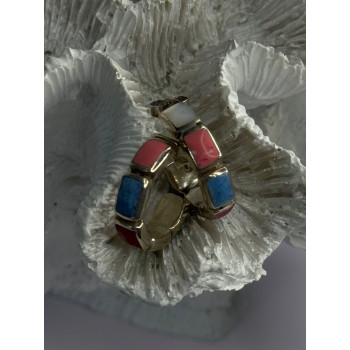 925 Sterling Silver Multi Color Gemstones Earrings Length 0.80 Inch