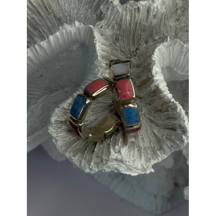 925 Sterling Silver Multi Color Gemstones Earrings Length 0.80 Inch