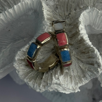 925 Sterling Silver Multi Color Gemstones Earrings Length 0.80 Inch