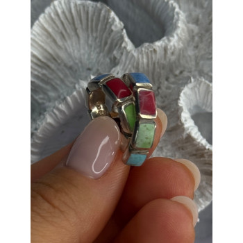 925 Sterling Silver Multi Color Gemstones Earrings Length 0.80 Inch