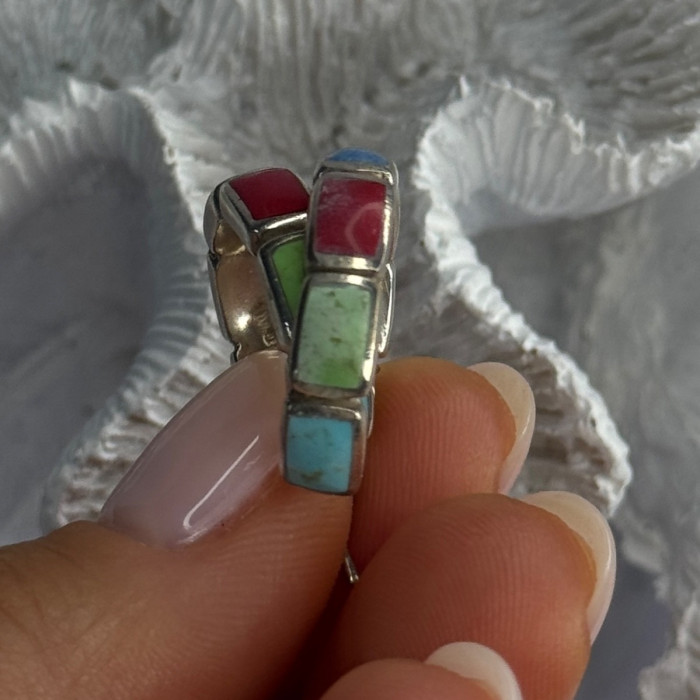 925 Sterling Silver Multi Color Gemstones Earrings Length 0.80 Inch