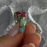 925 Sterling Silver Multi Color Gemstones Earrings Length 0.80 Inch