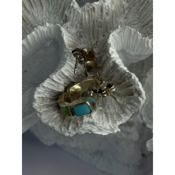 925 Sterling Silver Multi Color Gemstones Earrings Length 0.80 Inch