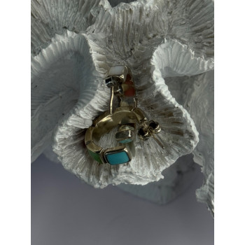 925 Sterling Silver Multi Color Gemstones Earrings Length 0.80 Inch