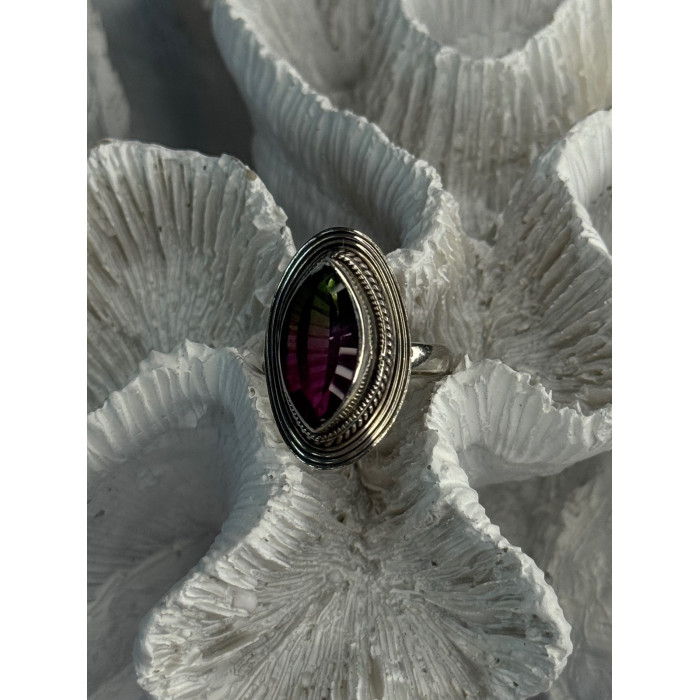 925 Sterling Silver Watermelon Tourmaline Ring Size 7