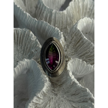 925 Sterling Silver Watermelon Tourmaline Ring Size 7