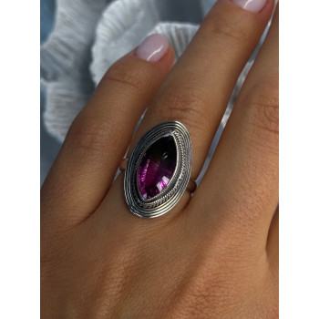 925 Sterling Silver Watermelon Tourmaline Ring Size 7