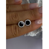 Elegant 925 Sterling Silver Onyx & CZ Stud Earrings Length 0.40 Inch