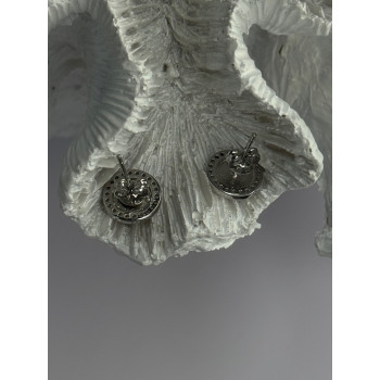 Elegant 925 Sterling Silver Onyx & CZ Stud Earrings Length 0.40 Inch