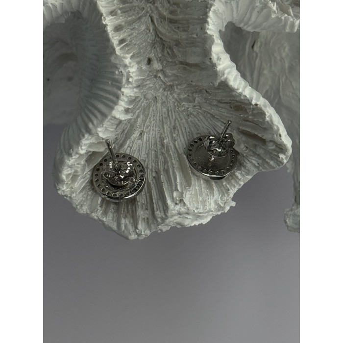 Elegant 925 Sterling Silver Onyx & CZ Stud Earrings Length 0.40 Inch