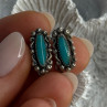 Vintage 925 Sterling Silver Turquoise Clip-On Earrings Length 0.60 Inch