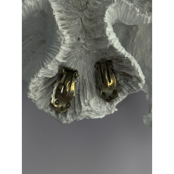 Vintage 925 Sterling Silver Turquoise Clip-On Earrings Length 0.60 Inch