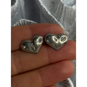 925 Sterling Silver Heart Earrings Length 0.50 Inch