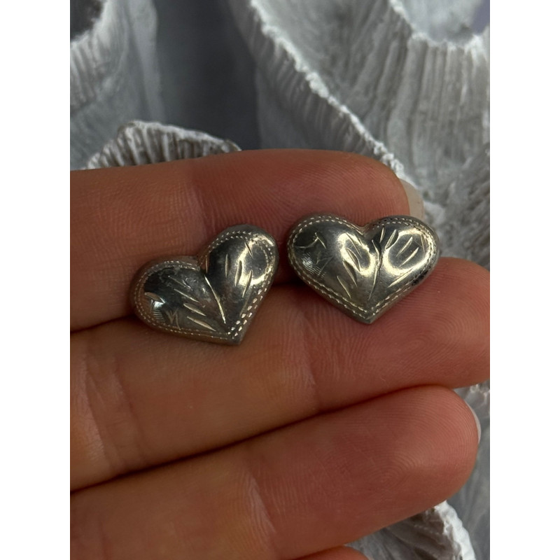 925 Sterling Silver Heart Earrings Length 0.50 Inch