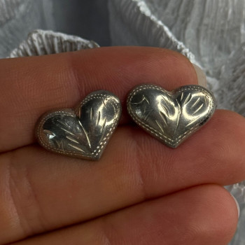 925 Sterling Silver Heart Earrings Length 0.50 Inch