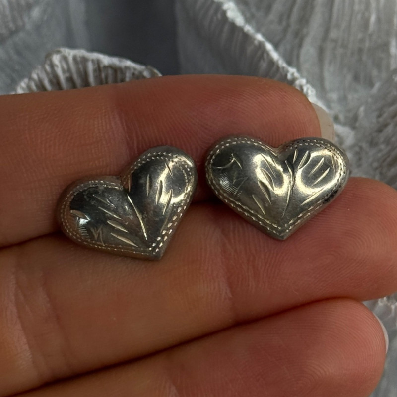 925 Sterling Silver Heart Earrings Length 0.50 Inch