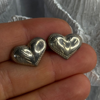 925 Sterling Silver Heart Earrings Length 0.50 Inch