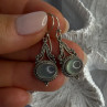 Vintage 925 Sterling Silver Jade Earrings Length 1.40 Inch