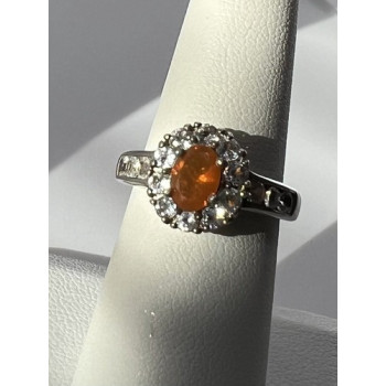 925 Sterling Silver Citrine, Goshenite Ring Size 6.5
