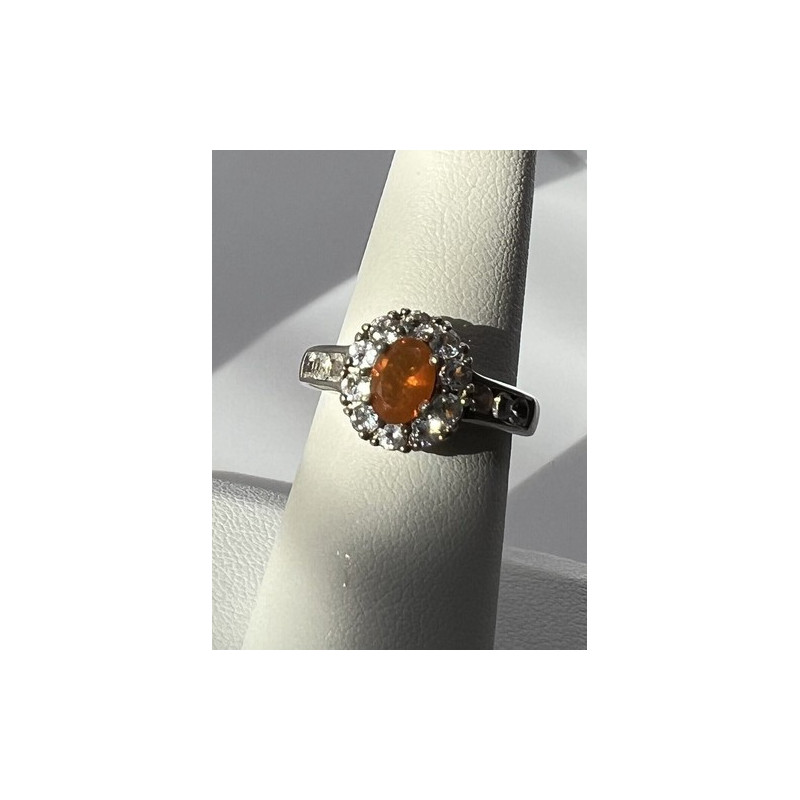 925 Sterling Silver Citrine, Goshenite Ring Size 6.5