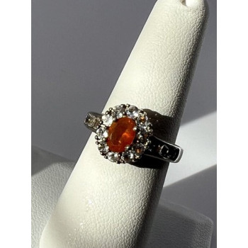 925 Sterling Silver Citrine, Goshenite Ring Size 6.5