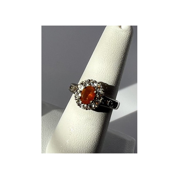 925 Sterling Silver Citrine, Goshenite Ring Size 6.5