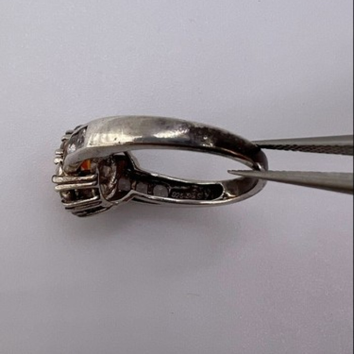 925 Sterling Silver Citrine & Goshenite Ring Size 6.5