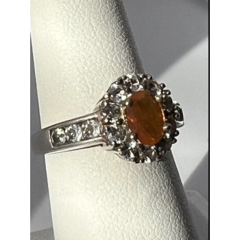 925 Sterling Silver Citrine, Goshenite Ring Size 6.5